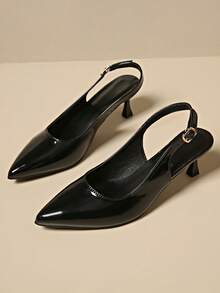 Elegant Pointed Toe Bowknot Stiletto High Heel Sandals For Women, Sexy Party Dress Shoes, Suitable For Summer Commute, Nightclub, Wedding, Party, Outdoor, Available In Burgundy, Black, White, Red - Black - View 7