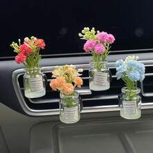 4件装汽车出风口仿真花空调夹香薰车内装饰车载香水香薰灯车用用品女 - 彩色 - 查看 11