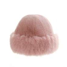 1 pièce Chapeau seau en peluche d'hiver pour femme, chapeau épais à la mode pour femme, chapeau d'hiver chaud, peut être assorti avec un manteau en laine, tenues d'hiver