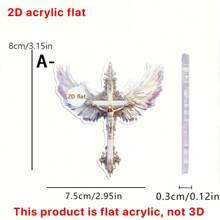 1pc Jesus Angel Wings Pendant Creative Cross Shape Bag Key Car Rearview Mirror Decoration Decoration Home Decor A Perfect Gift For Friends And Family.