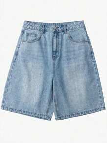 Teens Boy Light Blue Summer Fashion Vintage Loose Denim Shorts