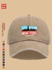 1 Stück "NEW YORK" Mütze mit witzigem Muster und NYC Skyline Grafik, modisches Design Hip-Hop, schwarze LKW Fahrer Mütze, atmungsaktiv & bequem, unisex Retro weiche Crown verstellbar Kappe, geeignet für alle Jahreszeiten, ideal als Geschenk für Stadtpatrioten, Outdoor Radfahren, Sport, Wandern, Angeln, Urlaub