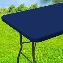 2 pezzi Tovaglia in tinta unita, nera/bianca/rossa/grigia/blu/blu navy, in poliestere elasticizzato - resistente alle pieghe, lavabile in lavatrice, telo da tavola rettangolare per picnic, feste, parco, campeggio e cucina - Multicolore - Visualizzare 16