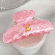 1 件粉色闪光亚克力字母爪夹 - 特大防滑发夹，适合浓密头发，复古粉色发夹，女士发饰（婚礼/海滩/礼物）时尚发夹，休闲发夹，秋冬度假装女士 - 彩色 - 查看 11