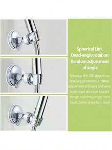 1 pièce Support ajustable pour pomme de douche, support mural de salle de bain en chrome avec forte ventouse, support universel monté au mur pour pomme de douche à main, sans perçage requis