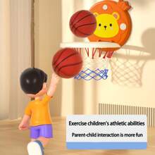 Kids Cartoon Animal Basketball Stand Set, Includes Mini Ball And Pump - Wall Mounted, Indoor & Outdoor Use, Suitable For Boys And Girls