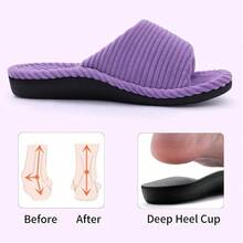Local Delivery--Litfun Orthopedic House Slippers For Women Adjustable Arch Support Indoor Slippers Open Toe Corduroy Bedroom Shoes - Lavender Purple - View 4