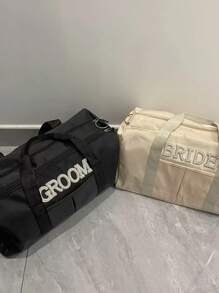 1 pièce Grand sac de yoga à bandoulière personnalisé avec lettres perles - Femme/Femme Polyester durable Fitness, Voyage, Danse, Sac de rangement, Blanc/Noir, Sac de gym, Fermeture éclair, Fourre-tout élégant, Construction robuste, Sac de voyage bandoulière, Sac idéal pour la rentrée scolaire, Cadeau pour votre fils, fille, famille, amis