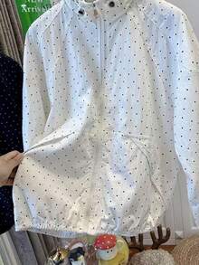 2025 女款波点连帽轻薄风衣外套，宽松休闲夏季新款 - 白色 - 查看 5