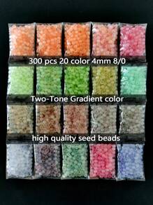 300pcs Glass Seed Beads Kit For Jewelry Making, 4mm 8/0 Dual Color Gradient Seed Beads, 20 Colors Options, 20g/Pack Transparent Beads, High Quality Uniform And Durable, For DIY Handmade Crafts Like French Bracelet, Weaving, Embroidery, Bracelet, Earring, Necklace, Ring, Great Gift For Family & Friends
