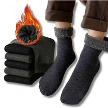 Winter Fashion Kit 6 Men's Women's Thick Wool Thermal Flexible Colorful Socks - Kit 3 (núcleos Sortidas)Masculina - 查看 1