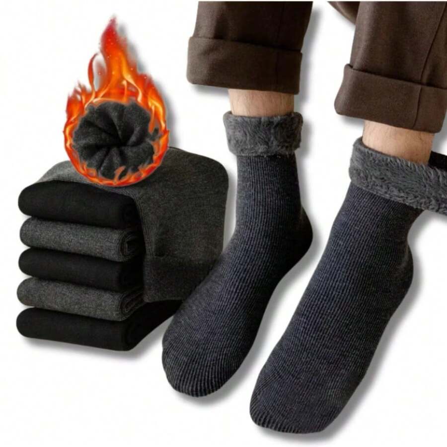 Winter Fashion Kit 6 Men's Women's Thick Wool Thermal Flexible Colorful Socks - Kit 3 (núcleos Sortidas)Masculina - 查看 1