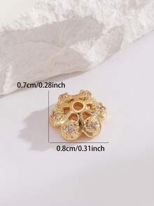1pc Jewelry Accessory Flower Disc Copper Plated DIY Handmade Beading Material Hollow Flower Flower Holder Bead Holder Pearl Crystal Spacer - Yellow Gold - View 2