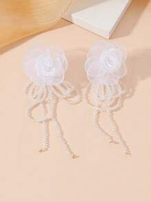 一对黑玫瑰水晶流苏耳环 - 彩色 - 查看 5