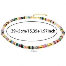 Colar de concha natural simples estilo boho com contas de ágata vermelha + colar de contas de pedra natural de alta qualidade com dopamina multicolorida, colar feminino de estilo doce e moderno, gargantilha que não desbota