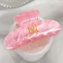 1 件粉色闪光亚克力字母爪夹 - 特大防滑发夹，适合浓密头发，复古粉色发夹，女士发饰（婚礼/海滩/礼物）时尚发夹，休闲发夹，秋冬度假装女士 - 彩色 - 查看 15