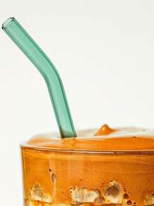 10pcs Reusable Colored Glass Straws With 2 Cleaning Brushes, 20cm(8inch) Colored Glass Straws Suitable For Restaurants, Picnics, Camping, Sports, Milkshakes, Iced Tea, Juice,School Supplies