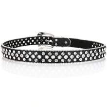 女童朋克水钻女士牛仔裤腰带针扣奢华名牌铆钉腰带女式 PU 皮革腰带女士哥特式 Y2K 街头风格金银粉色夏季、学校秋季、秋季、万圣节