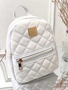 时尚菱形图案女士背包、休闲书包、手提包、单肩包、斜挎手机包 - 彩色 - 查看 8