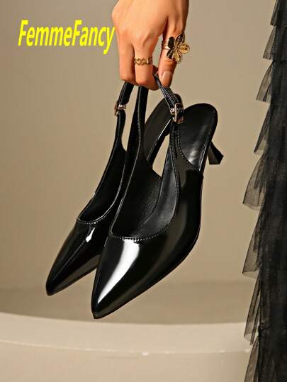 Sandalias de tacón alto de punta elegante con lazo para mujer, zapatos de vestir sexy para fiesta, adecuados para verano, commute, discoteca, boda, fiesta, exterior, disponibles en burdeos, negro, blanco, rojo