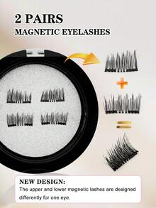 Waloshow 磁性假睫毛，量子磁力无胶自然外观丰盈佩戴方便盒装 - 黑色 - 查看 7