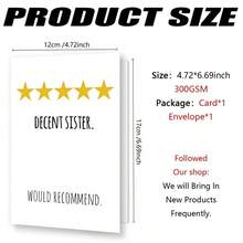 Humorous Sister Birthday Card With 5-Star Rating System - "Decent Sister. Would Recommend." Funny Greeting Card For Sisters, Friends, Family - Perfect For Birthday Celebrations & Gifts, Funny Birthday Cards - Multicolor - View 9