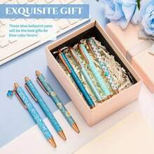 1 支优雅女士花式圆珠笔，塑料可爱圆珠笔，伸缩圆珠笔，个性化闪亮笔，日记笔，适用于学校、办公室和艺术项目 - 多种颜色和时尚设计，可作为办公室和学校女朋友的情人节礼物，有意义和感恩的节日礼物，以及送给朋友的毕业礼物，学校用品，返校 - 彩色 - 查看 6