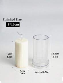 DIY Striped Cylinder Cylindrical Candle Mold Flat Top Pinstripe Pillar Molds Plastic Acrylic Mould Candle Making Supplies Classical Column Wedding Home Decoration