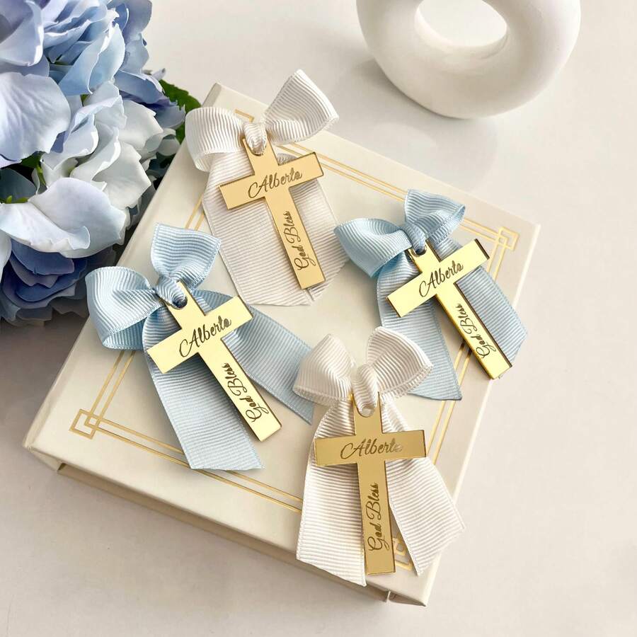 Christening Favors Tag, Gold Acrylic, Chocolate Favors, 20 Pcs Mirror Tag, Luxury Cross Favors, Personalized Gifts For Girls,End Of Summer