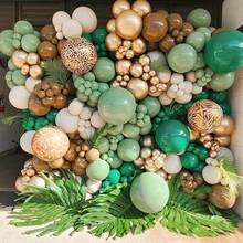 Set de corona de globos verde salvia y marrón, arco de globos de vida silvestre en verde oliva y dorado, globos con estampado animal, globos color camuflaje del bosque verde militar, marrón oscuro, café y nude para decoración de baby shower, cumpleaños de verano con temática de la selva - Colores mixtos - Ver 6