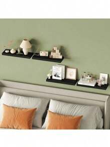 2 Pcs Floating Shelves Wood Wall Mounted Shelf Picture Ledge Display Racks Spice Racks Decorative Wall Shelves For Bedroom Living Room Kitchen Home Office