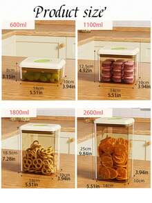1pc Customizable Name Storage Jar, Rectangular PS Material Food Storage Container, Suitable For Grains, Fruits, Cookies, Kitchen, Personalized Gift For Mom, Available In 600/1100/1800/2600ml Capacities