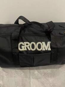 1 pièce Grand sac de yoga à bandoulière personnalisé avec lettres perles - Femme/Femme Polyester durable Fitness, Voyage, Danse, Sac de rangement, Blanc/Noir, Sac de gym, Fermeture éclair, Fourre-tout élégant, Construction robuste, Sac de voyage bandoulière, Sac idéal pour la rentrée scolaire, Cadeau pour votre fils, fille, famille, amis