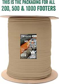 Three Vikings Paracord Rope - 100% Nylon 11 Strand Core - Type IV 750lb - Stronger Than Paracord 550 Cord - Made In USA - 譚 - 查看 5