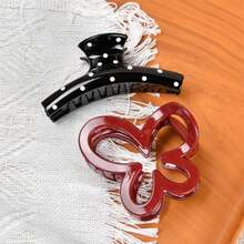 2 件时尚发夹，优雅黑色波尔卡圆点发夹，适合女性 | 强力抓握多功能发夹，适合日常使用和春季活动时尚发饰美容爪夹