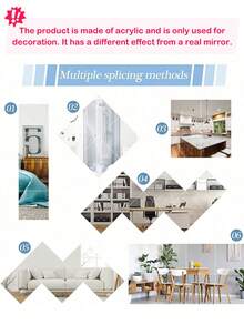 4/8PCS 3D Acrylic Mirror Wall Sticker, Thicknes Square Wall Sticker Combination Mirror Wall Sticker Acrylic Three-Dimensional Wall Hanging Mirror Home Try-On Mirror Wall Family Exercise Gym Corridor Mirror, Stickers, Wall Decal, Decal For Home Decorations, Spring Decoration Items Refresh Your Home, Decoration Stickers - Silver - View 10