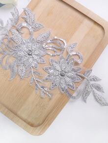 Colorful Options Mesh Embroidery Rhinestone Crystal Beaded 3D Flower Applique DIY Garment Accessories, For Wedding Dress Decorations - Multicolor - View 6