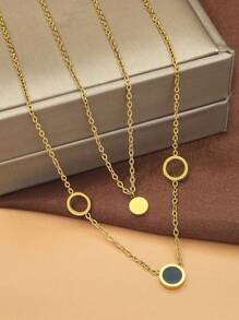 3 Piece Women's Bohemian Style 18K Gold Plated Round Shell Necklace Earrings Valentine's Day Mother's Day Gift   Dance Party Accessory Set