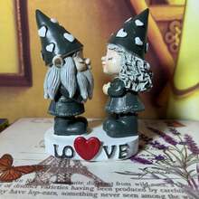 Ornamento decorativo, figuras de resina de una pareja de gnomos lindos, regalo para el Día de San Valentín, fiesta de boda, artesanía de gnomos de resina adecuado para la decoración del hogar, escritorio, micro paisaje (Nota: El color desigual se debe a la pintura a mano, lo cual es normal y no afecta el uso regular)