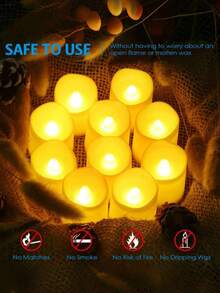 12pcs Flameless Candle Lights With Remote Control And Timer, Realistic Flickering LED Tea Lights, Battery Powered (Batteries Included), 200 Hour Runtime, Home Decor, Holiday Party, Garden, Wedding, Proposal - trắng - Xem 6