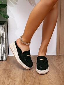 Sandali con zeppa casual da donna, con tomaia intrecciata e suola spessa, sandali con punta chiusa, piattaforma traspirante e suola spessa, adatti per uso casual, vacanze, feste, spiaggia