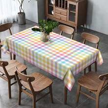1/20pcs Easter Spring Themed Tablecloth,Colorful Checkered Table Cover,Rectangular Polyester Tablecloth,Easter Home Decoration,Festive Party Decor For Indoor & Outdoor,Easter Decoration,Easter Gifts - Multicolor - View 8