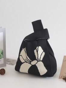 1 pieza de Bolso de mano con patrón de rayas de estilo trenzado, de material de poliéster, muy adecuado para adolescentes, damas, niñas, estudiantes, trabajadores de cuello blanco. Apto para compras, vacaciones, viajes, fiestas, trabajo, exteriores. Puede almacenar teléfonos móviles, llaves, lápices labiales, cosméticos, monedas, artículos pequeños, productos de cuidado de la piel y otros artículos personales