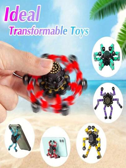 1 stuk vinger-fidget-speelgoed, transformerende roterende spinner, leuke transformerende robot DIY mechanische spinner, cadeau voor terug naar school, geschikt voor tieners en volwassenen