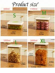 1pc Customizable Name Storage Jar, Rectangular PS Material Food Storage Container, Suitable For Grains, Fruits, Cookies, Kitchen, Personalized Gift For Mom, Available In 600/1100/1800/2600ml Capacities