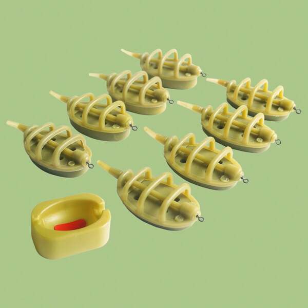 Ensemble de 5 pièces/set d'amorçoir en ligne portable (avec moule à dégagement rapide), amorçoir de pêche léger, dispositif d'appâtage pour la pêche