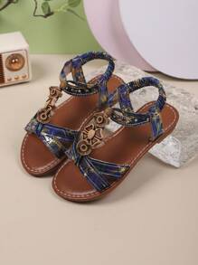 Sandalias planas de moda de verano para niñas, ropa infantil, decoración con colgante, zapatos casuales de playa para niños, adecuados para salidas diarias