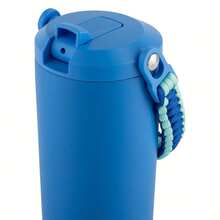 Durable Stainless Steel Water Bottle With Paracord Handle Lightweight Portable Outdoor Hydration Flip Top Lid Free - 藍色 - 查看 4