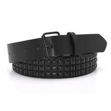 Pyramid Fashion Rivet Belt Men&Women's Studded Belt Punk Rock With Pin Buckle Drop Shipping Black - 黑色 - 查看 10