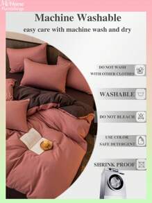3pcs Pink & Charcoal Grey Skin-Friendly Bedding Set For Boys & Girls Dormitory, 1 Duvet Cover, 2 Pillowcases, Machine Washable, No Filler